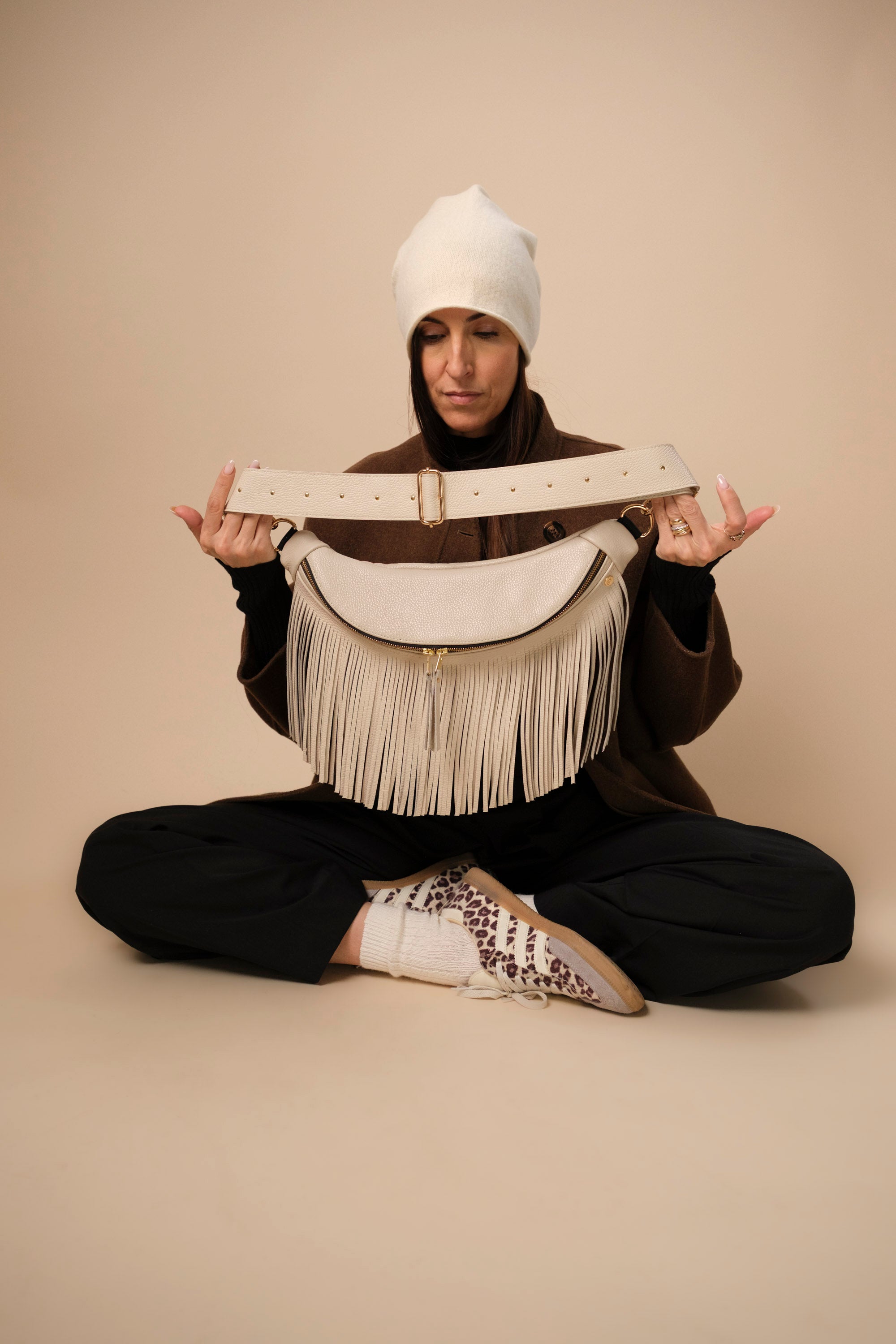 Banane à Frange Cuir Grainé Vanille