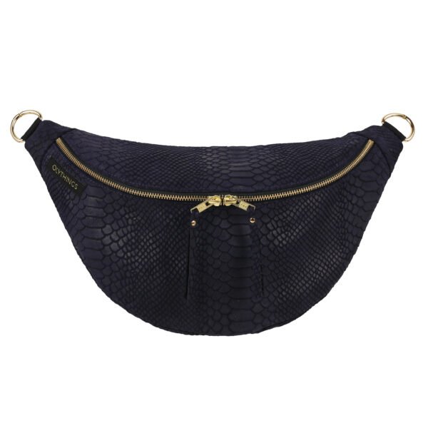 Banane La Capricieuse - Embossée Croco Bleu Nuit - Taille M