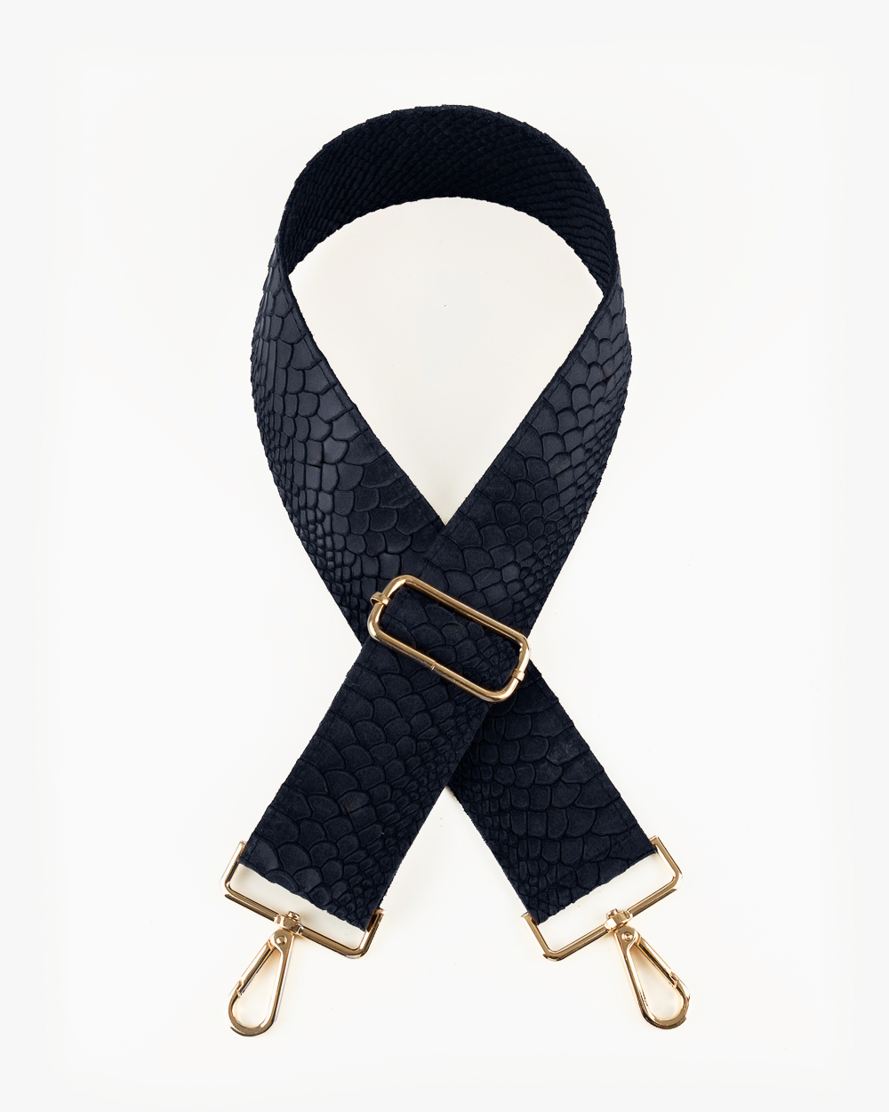 Sangle Cuir Croco Bleu Nuit