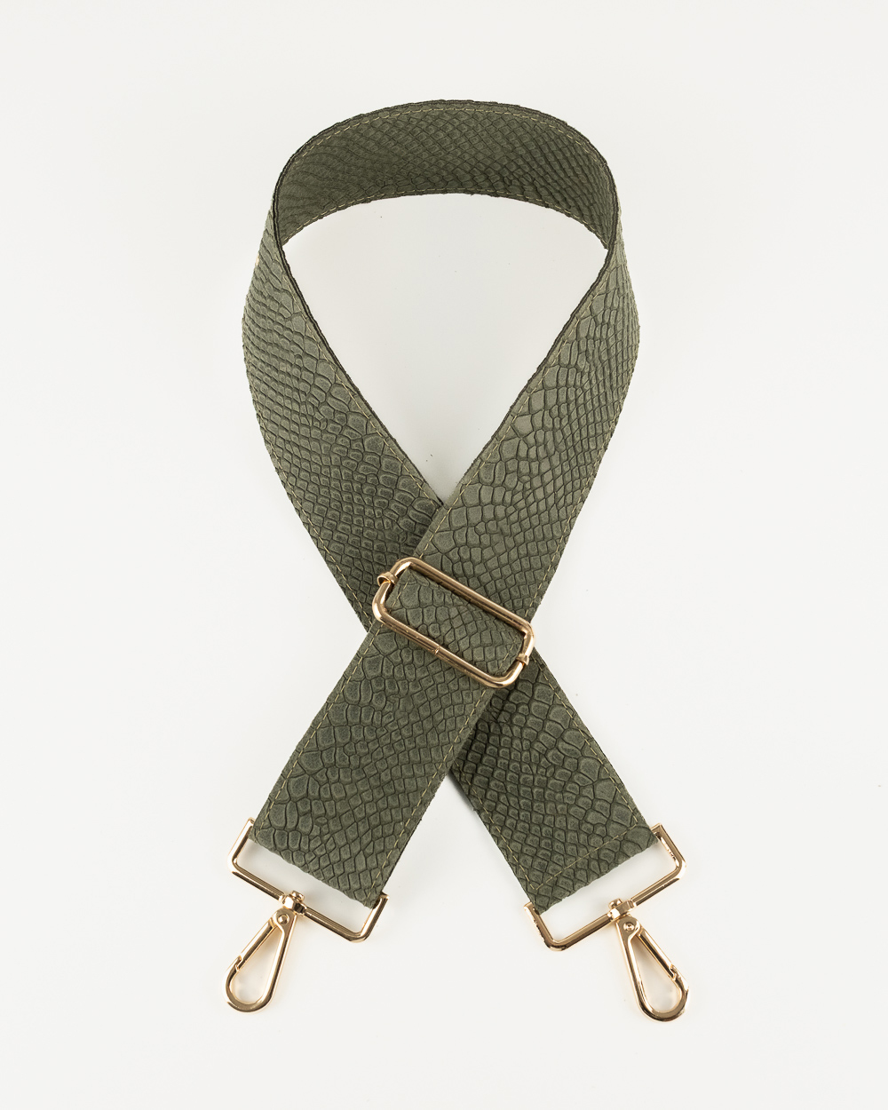 Sangle Cuir Croco Kaki